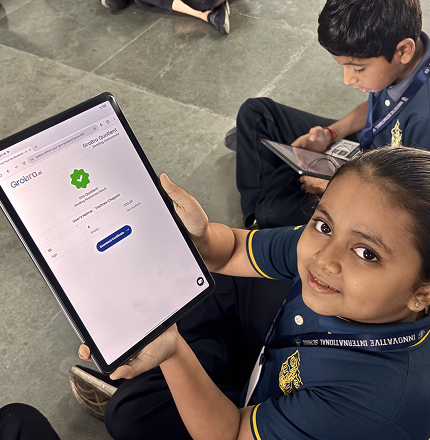 Students exploring GroBro products